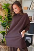 Charli Honeycomb Oversized Turtle Knit Chocolate